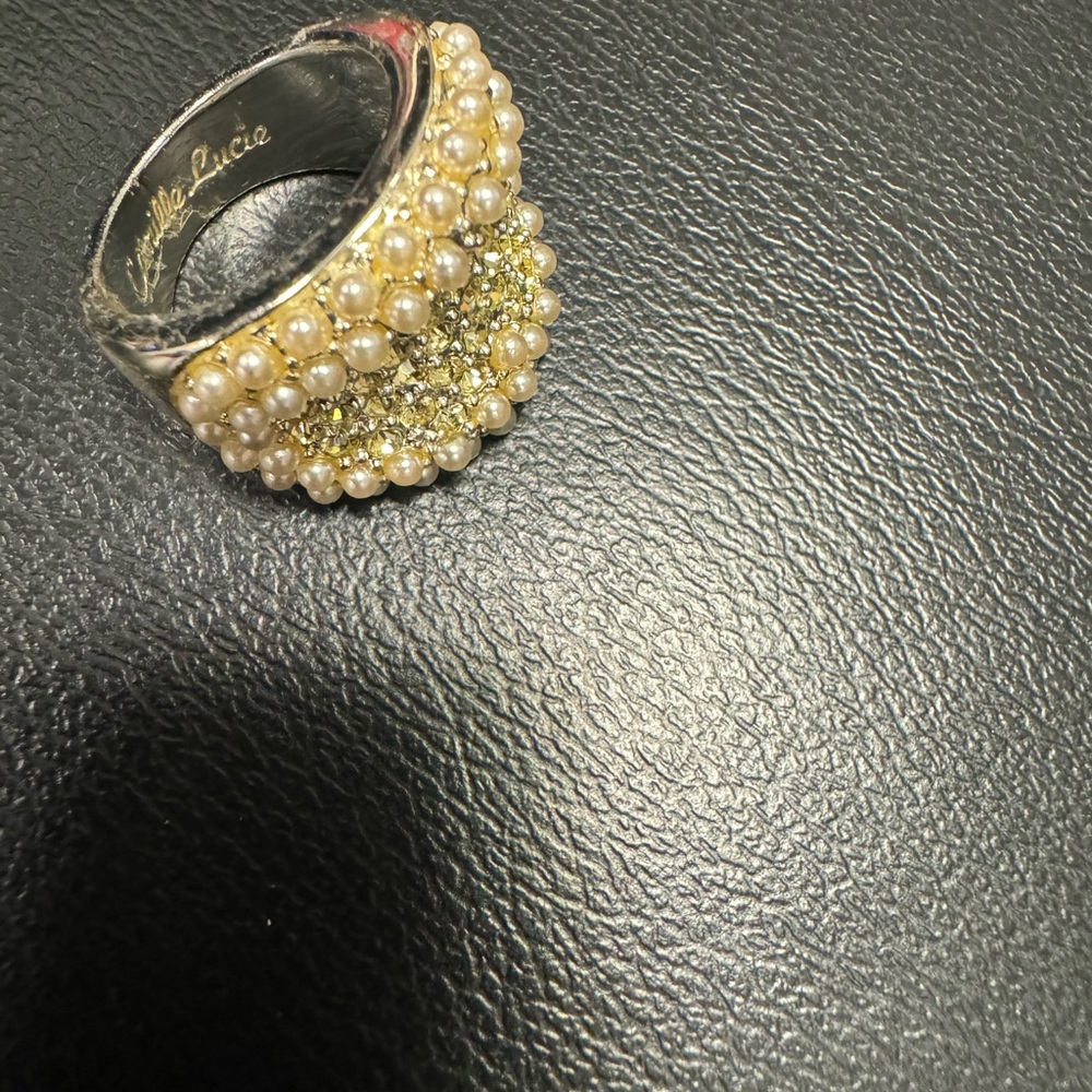 Camille Lucie crystal Swarovski and Pearl combination ring Sz 7.5 - Picture 7 of 16